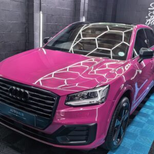 Pink Audi SUV front angle after detailing