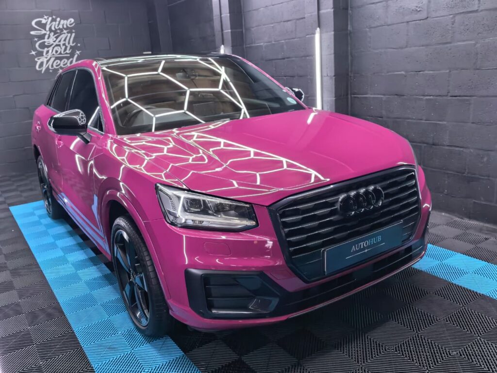 Ceramic Coating showing pink Audi SUV at AutoHub in Observatory, Cape Town