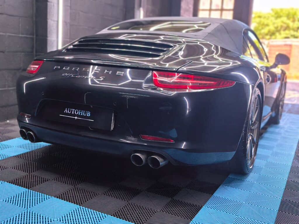 Vehicle Detailing showing black Porsche at AutoHub in Observatory, Cape Town