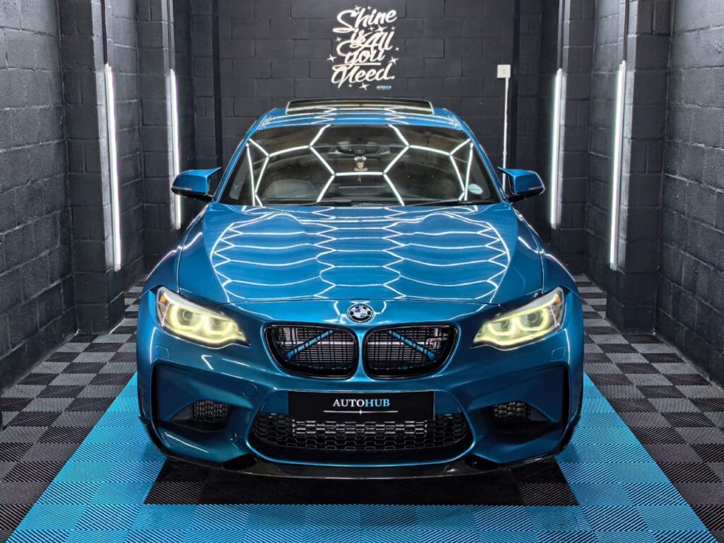 Vehicle Detailing showing blue BMW at AutoHub in Observatory, Cape Town