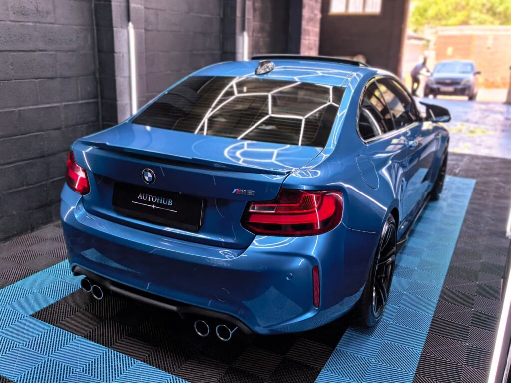 Vehicle Detailing showing blue BMW at AutoHub in Observatory, Cape Town