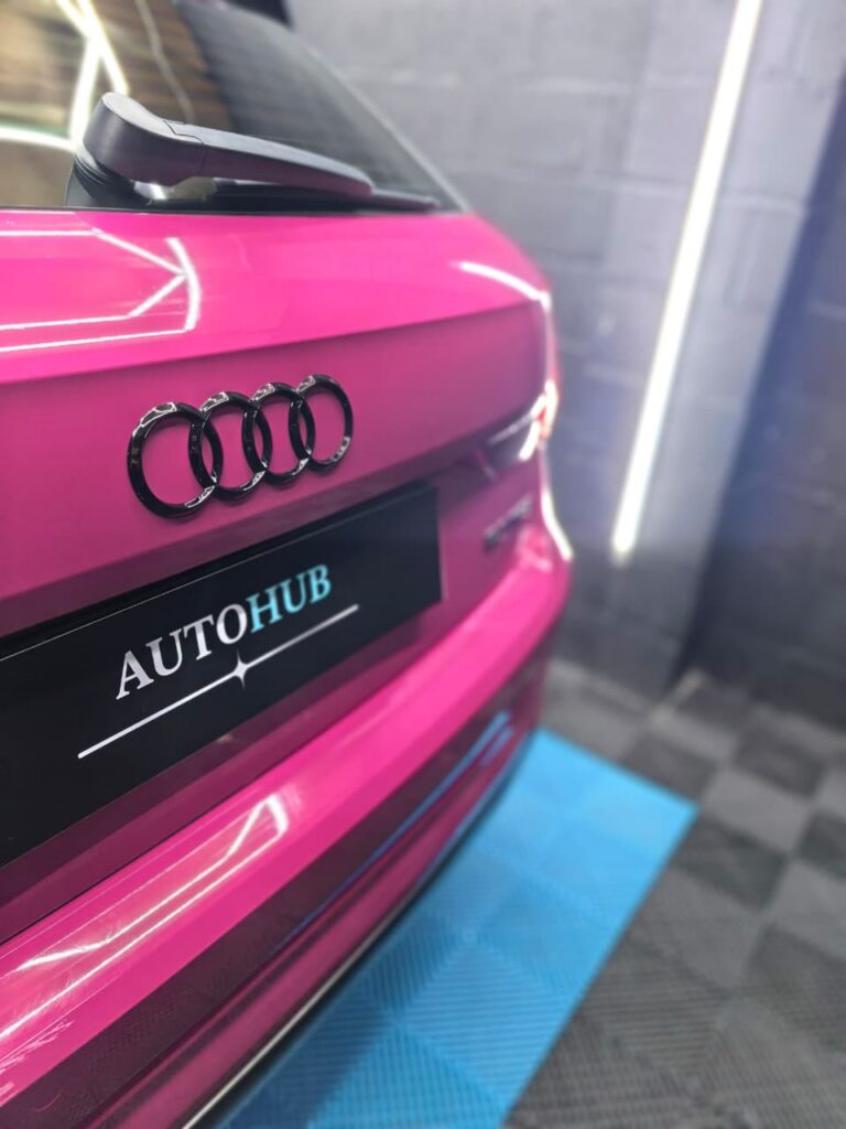 Vehicle Detailing showing pink Audi SUV at AutoHub in Observatory, Cape Town