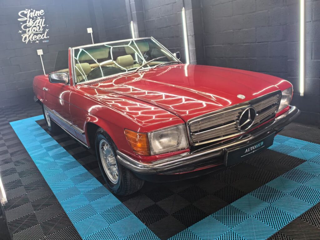 Vehicle Detailing showing red classic Mercedes at AutoHub in Observatory, Cape Town