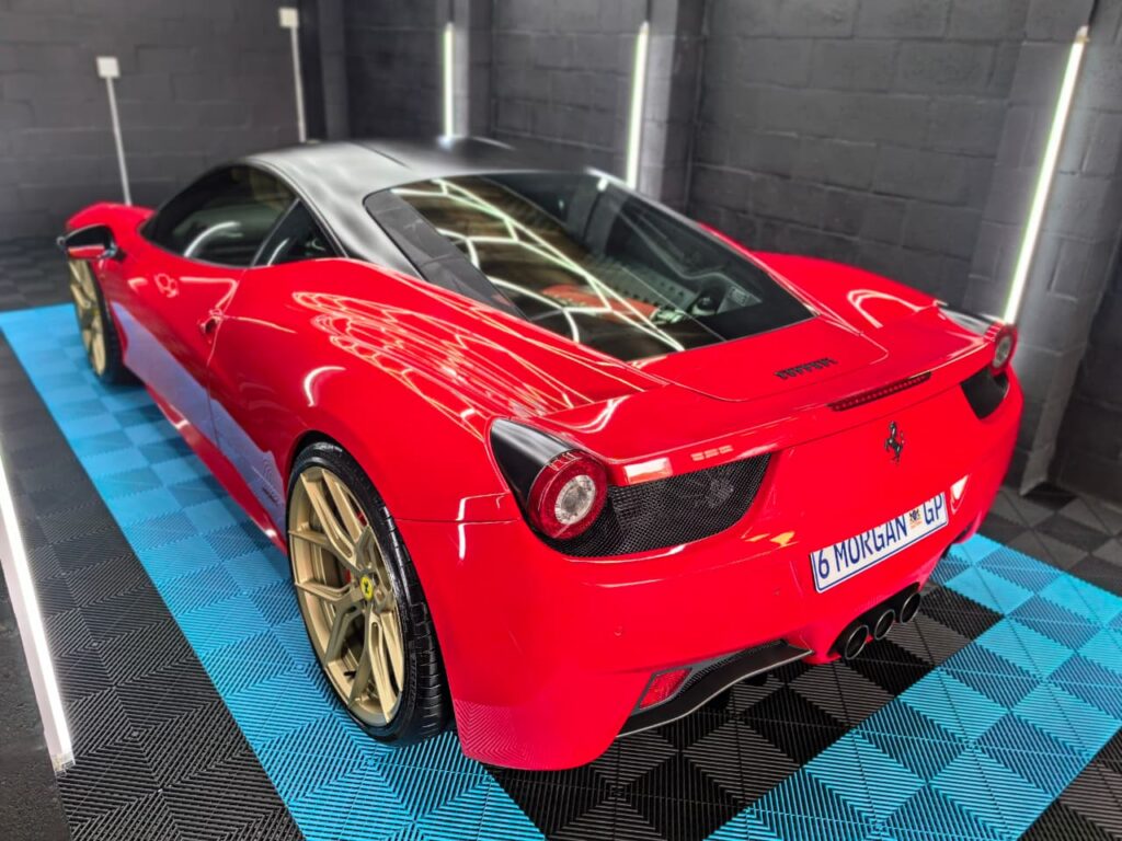 Vehicle Detailing showing red Ferrari at AutoHub in Observatory, Cape Town