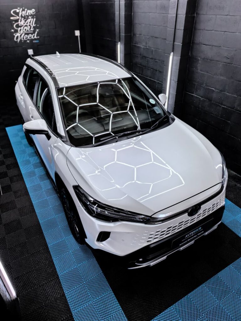 Vehicle Detailing showing white Toyota SUV at AutoHub in Observatory, Cape Town