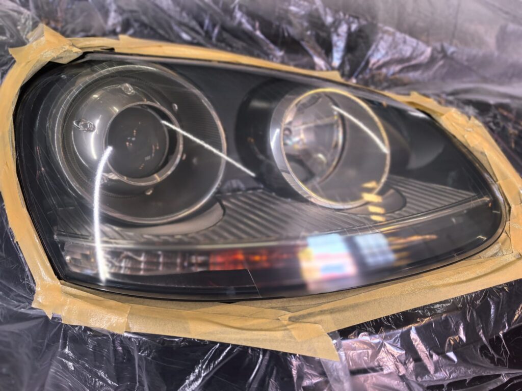Headlight Restoration showing Porsche headlight at AutoHub in Observatory, Cape Town